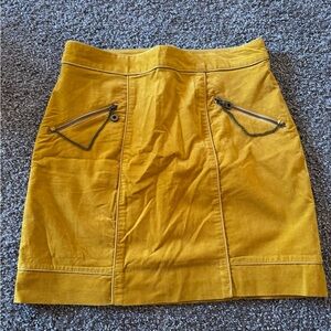 Mustard yellow zipper detail mini skirt